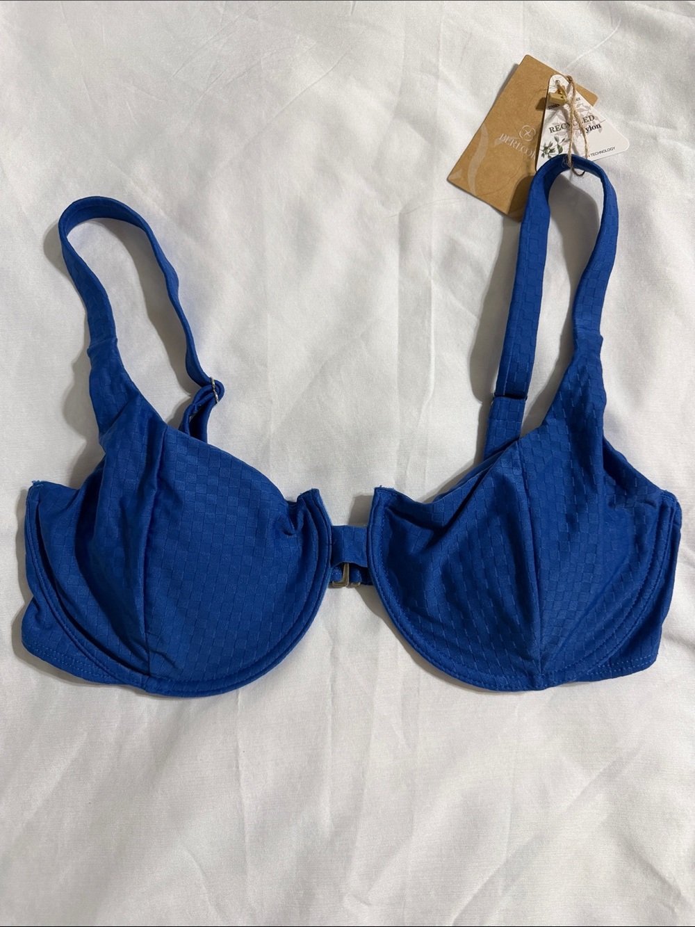 Blue checkered Berlook bikini top size large